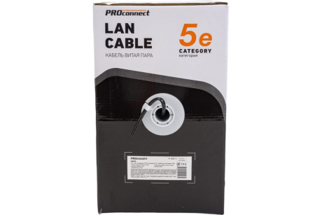 Купить Интернет кабель наружн. UTP 4PR 24AWG  CCA  CAT5e  PE  305м  черный  PROCONNECT фото №5