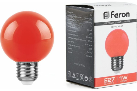Купить Лампа LED LB-37 1W E27 красный  FERON фото №1