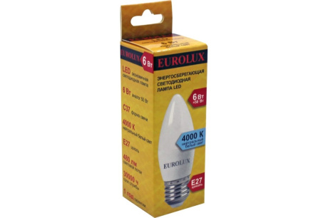 Купить Лампа LL-E-C37-6W-230-4K-E27  свеча  нейтр  Eurolux фото №4