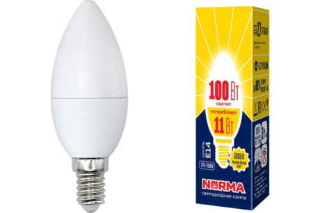 Купить Лампа LED-C37 свеча 11W E14 3000K Norma  UNIEL фото №2