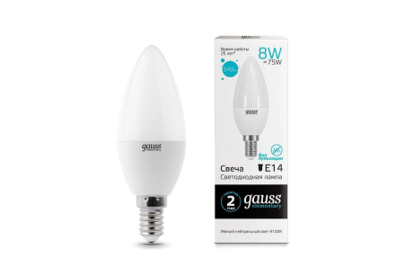 Купить Лампа GAUSS LED Elementary Candel 8W Е14 4100K 33128 фото №1