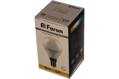 Купить Лампа св.диод. шарик 7W 230V E14 2700K  FERON фото №6