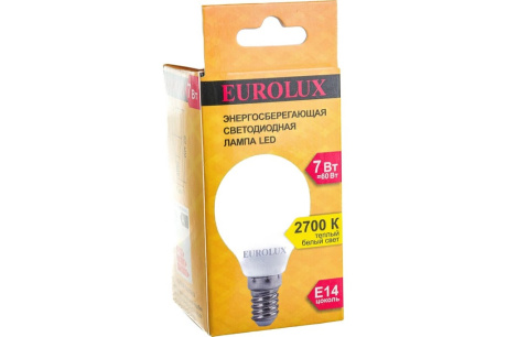 Купить Лампа LL-E-G45-7W-230-2 7K- E14  шар  тепл  Eurolux фото №4